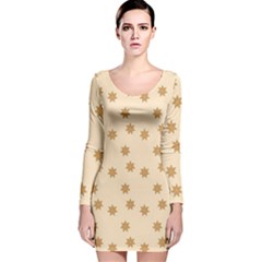 Pattern Gingerbread Star Long Sleeve Velvet Bodycon Dress by Simbadda