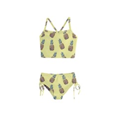 Pineapples Fruit Pattern Texture Girls  Tankini Swimsuit by Simbadda