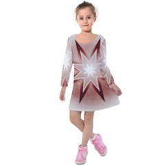 Star Christmas Festival Decoration Kids  Long Sleeve Velvet Dress by Simbadda