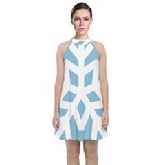 Snowflake Snow Flake White Winter Velvet Halter Neckline Dress  by Simbadda