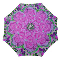 Groovy Pink, Blue And Green Abstract Liquid Art Straight Umbrellas