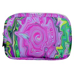 Groovy Pink, Blue And Green Abstract Liquid Art Make Up Pouch (small) by myrubiogarden