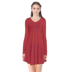 Reggae Smoky Red Long Sleeve V-neck Flare Dress by Seashineswimwear