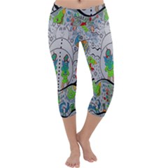 Supersonic Volcano Snowman Capri Yoga Leggings by chellerayartisans