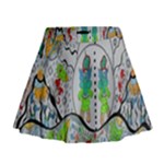 Supersonic volcano snowman Mini Flare Skirt