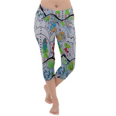 Supersonic Volcano Snowman Lightweight Velour Capri Yoga Leggings by chellerayartisans