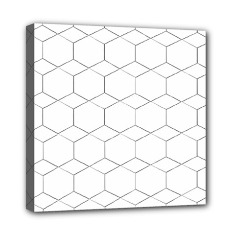 Honeycomb pattern black and white Mini Canvas 8  x 8  (Stretched)