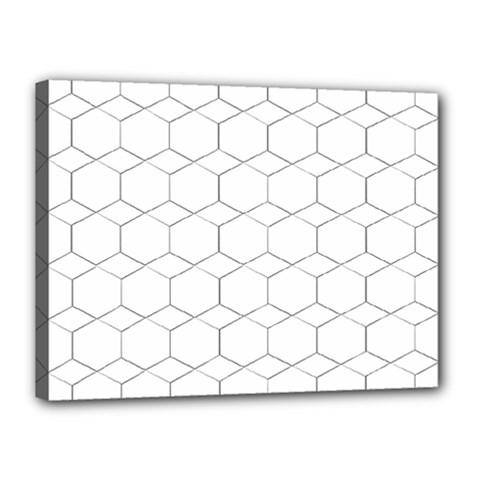 Honeycomb pattern black and white Canvas 16  x 12  (Stretched)