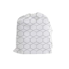 Honeycomb pattern black and white Drawstring Pouch (Large)