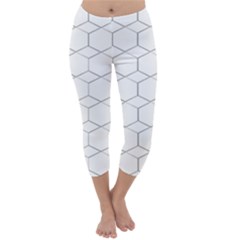 Honeycomb pattern black and white Capri Winter Leggings 