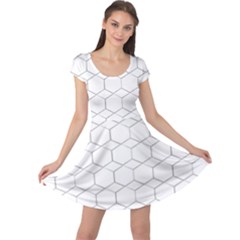 Honeycomb pattern black and white Cap Sleeve Dress