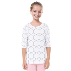 Honeycomb pattern black and white Kids  Quarter Sleeve Raglan Tee