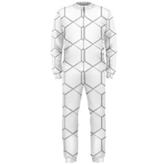 Honeycomb pattern black and white OnePiece Jumpsuit (Men) 