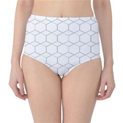 Honeycomb pattern black and white Classic High-Waist Bikini Bottoms
