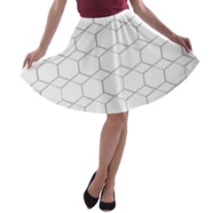 Honeycomb pattern black and white A-line Skater Skirt