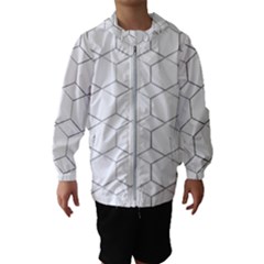 Honeycomb pattern black and white Hooded Windbreaker (Kids)