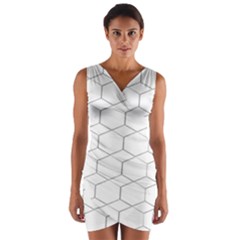 Honeycomb pattern black and white Wrap Front Bodycon Dress