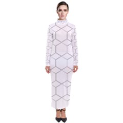 Honeycomb pattern black and white Turtleneck Maxi Dress