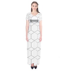 Honeycomb pattern black and white Short Sleeve Maxi Dress