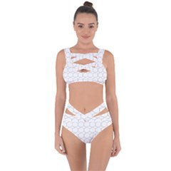 Honeycomb pattern black and white Bandaged Up Bikini Set 