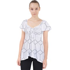 Honeycomb pattern black and white Lace Front Dolly Top