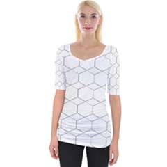 Honeycomb pattern black and white Wide Neckline Tee