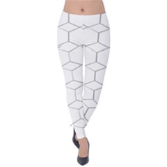 Honeycomb pattern black and white Velvet Leggings