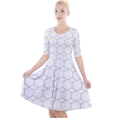 Honeycomb pattern black and white Quarter Sleeve A-Line Dress