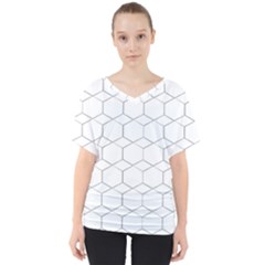 Honeycomb pattern black and white V-Neck Dolman Drape Top