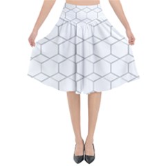 Honeycomb pattern black and white Flared Midi Skirt