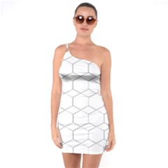 Honeycomb pattern black and white One Soulder Bodycon Dress