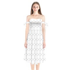 Honeycomb pattern black and white Shoulder Tie Bardot Midi Dress