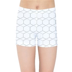 Honeycomb pattern black and white Kids Sports Shorts