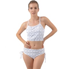 Honeycomb Pattern Black And White Mini Tank Bikini Set by picsaspassion