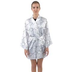 Honeycomb Pattern Black And White Long Sleeve Kimono Robe by picsaspassion