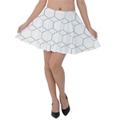 Honeycomb pattern black and white Velvet Skater Skirt