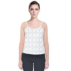 Honeycomb pattern black and white Velvet Spaghetti Strap Top