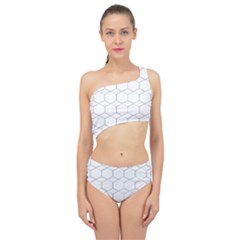 Honeycomb pattern black and white Spliced Up Two Piece Swimsuit