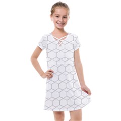 Honeycomb pattern black and white Kids  Cross Web Dress