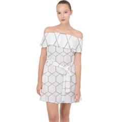 Honeycomb pattern black and white Off Shoulder Chiffon Dress