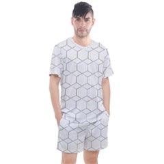 Honeycomb pattern black and white Men s Mesh Tee and Shorts Set