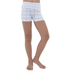 Honeycomb pattern black and white Kids  Lightweight Velour Yoga Shorts