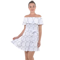 Honeycomb pattern black and white Off Shoulder Velour Dress