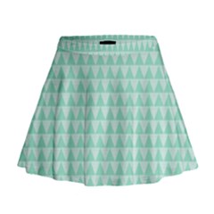 Mint Triangle Shape Pattern Mini Flare Skirt