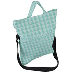 Mint Triangle Shape Pattern Fold Over Handle Tote Bag by picsaspassion