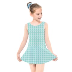 Mint Triangle Shape Pattern Kids  Skater Dress Swimsuit