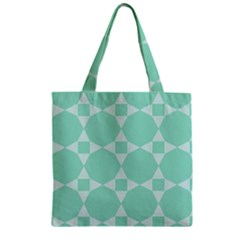 Mint Star Pattern Zipper Grocery Tote Bag