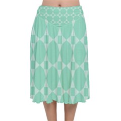 Mint Star Pattern Velvet Flared Midi Skirt by picsaspassion