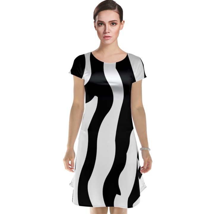 Zebra horse pattern black and white Cap Sleeve Nightdress