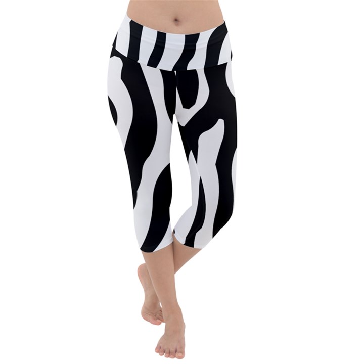 Zebra horse pattern black and white Lightweight Velour Capri Yoga Leggings